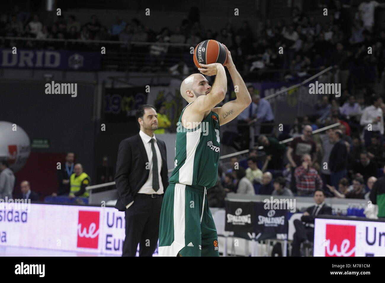 Während Euroligue Spiel zwischen Real Madrid Panathinaikos vs im Palacio de los Deportes am Donnerstag, den 8. März 2018 in Madrid, Spanien. Credit: Gtres Información más Comuniación auf Linie, S.L./Alamy leben Nachrichten Stockfoto