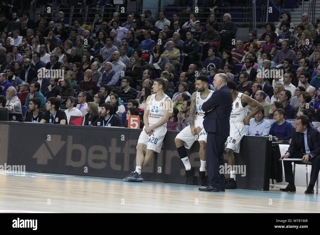 Während Euroligue Spiel zwischen Real Madrid Panathinaikos vs im Palacio de los Deportes am Donnerstag, den 8. März 2018 in Madrid, Spanien. Credit: Gtres Información más Comuniación auf Linie, S.L./Alamy leben Nachrichten Stockfoto