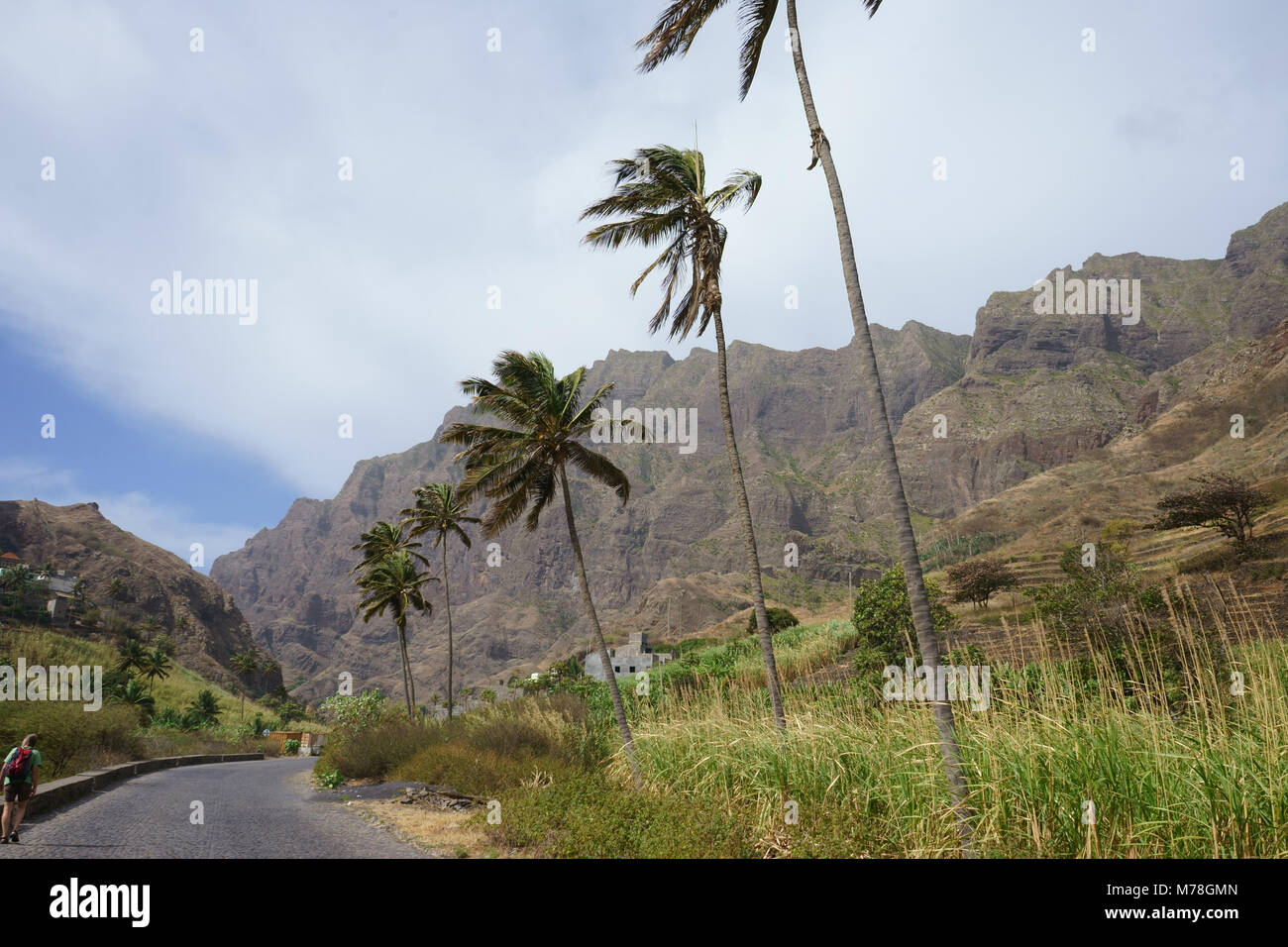 Straße durch das Tal Ribeira Grande, Santo Antao, Kap Verde Stockfoto