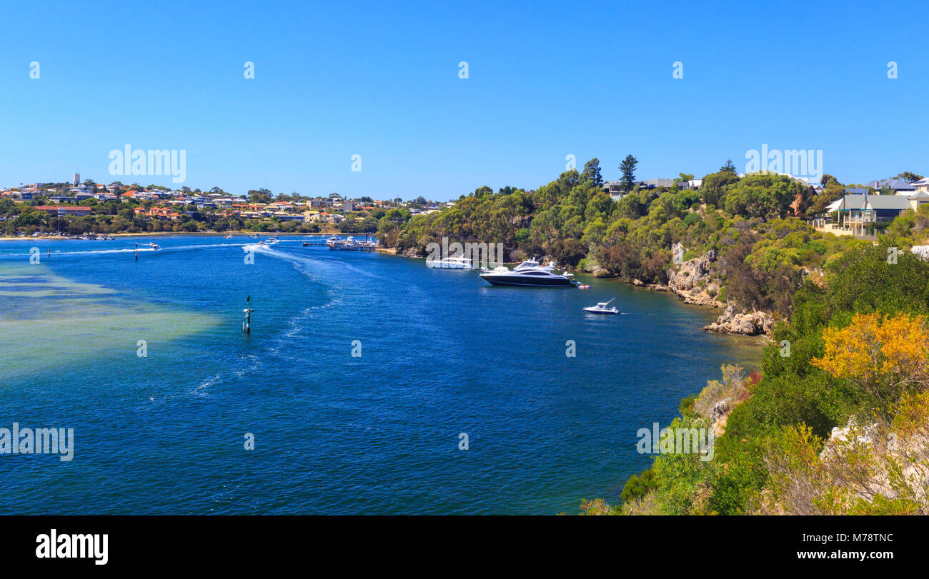 Den Swan River zwischen dem Norden und dem Osten Fremantle. Perth, Western Australia. Wie aus Mosman Park gesehen Stockfoto