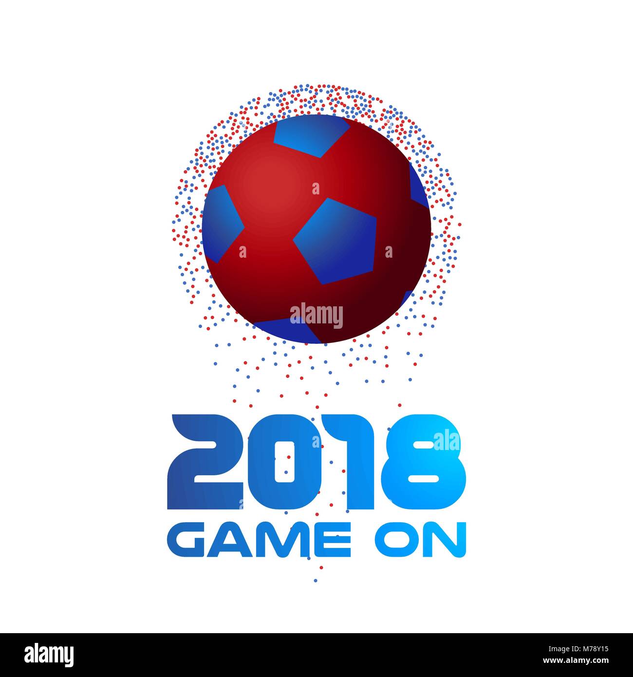 Fußball der bunte Punkte mit der Typografie 2018 vorgenommen wurden. Ideal für ein Fußballspiel oder Sport Event. EPS 10 Vektor. Stock Vektor