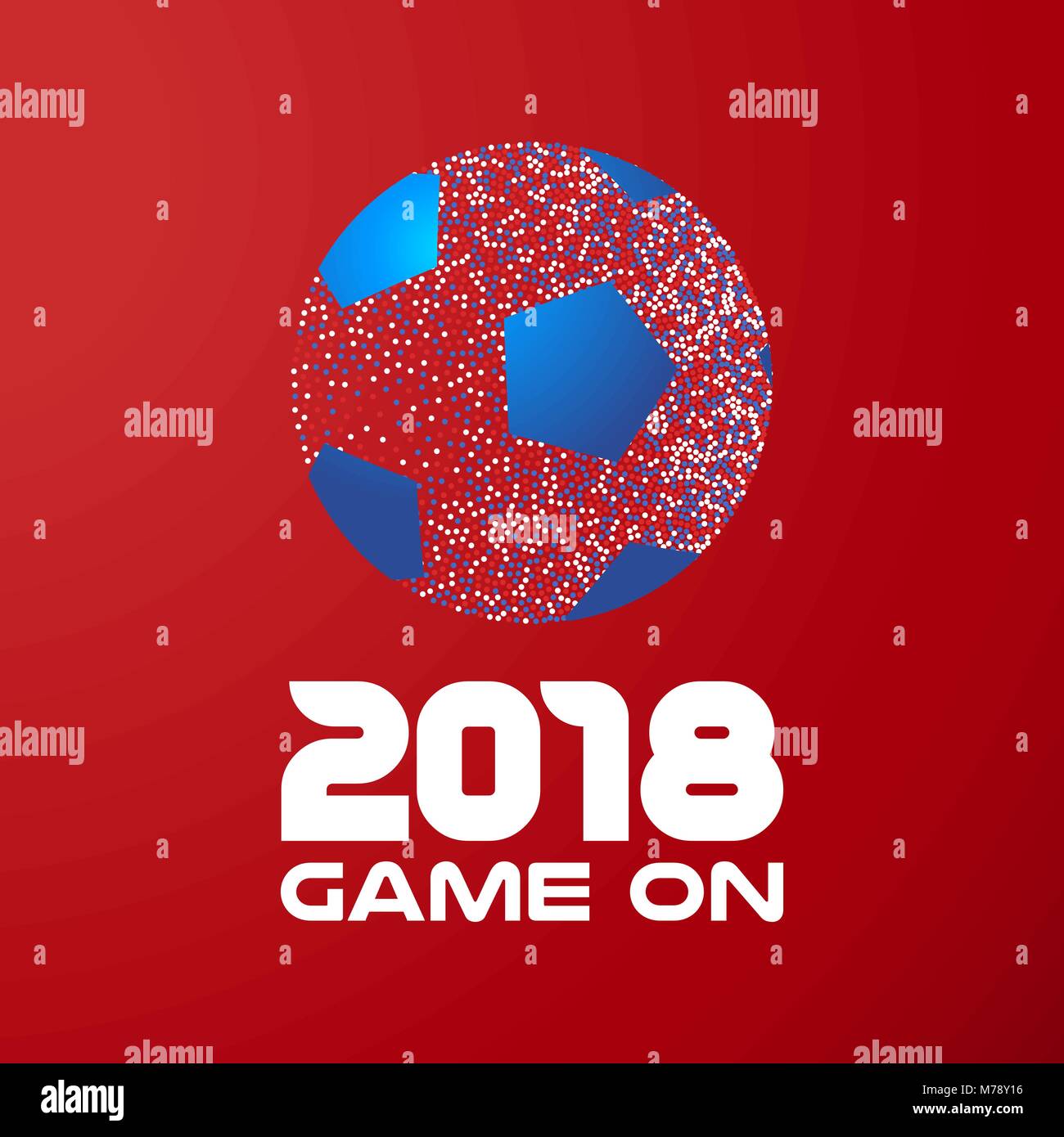 Fußball der bunte Punkte auf rot Farbe Hintergrund mit der Typografie 2018 vorgenommen wurden. Ideal für Fußball oder eine Sportveranstaltung. EPS 10 Vektor. Stock Vektor