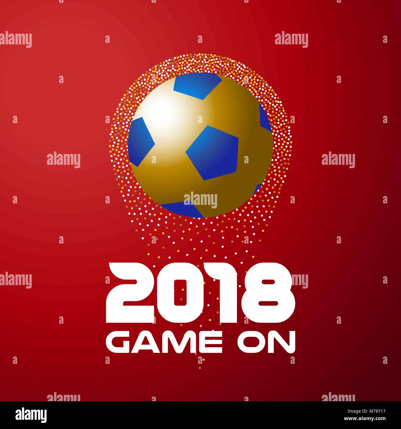 Gold Fußball auf rote Farbe Hintergrund mit der Typografie 2018 zitieren. Ideal für Fußball oder eine Sportveranstaltung. EPS 10 Vektor. Stock Vektor