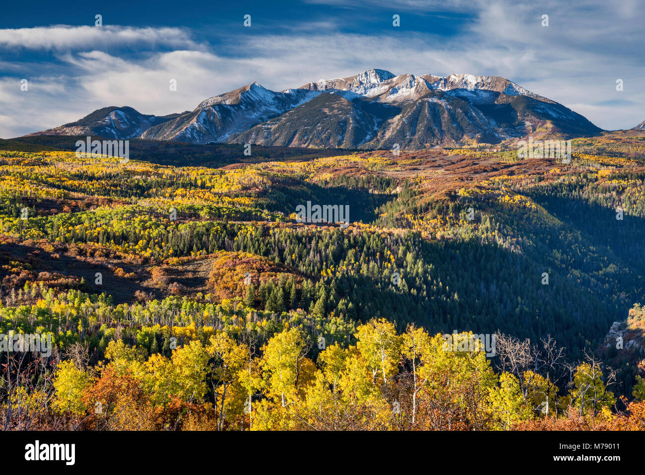 Mount Elbert, von West Elk Loop Scenic Byway, Gunnison National Forest, West Elk Berge, Rocky Mountains, Colorado, USA, gesehen Stockfoto