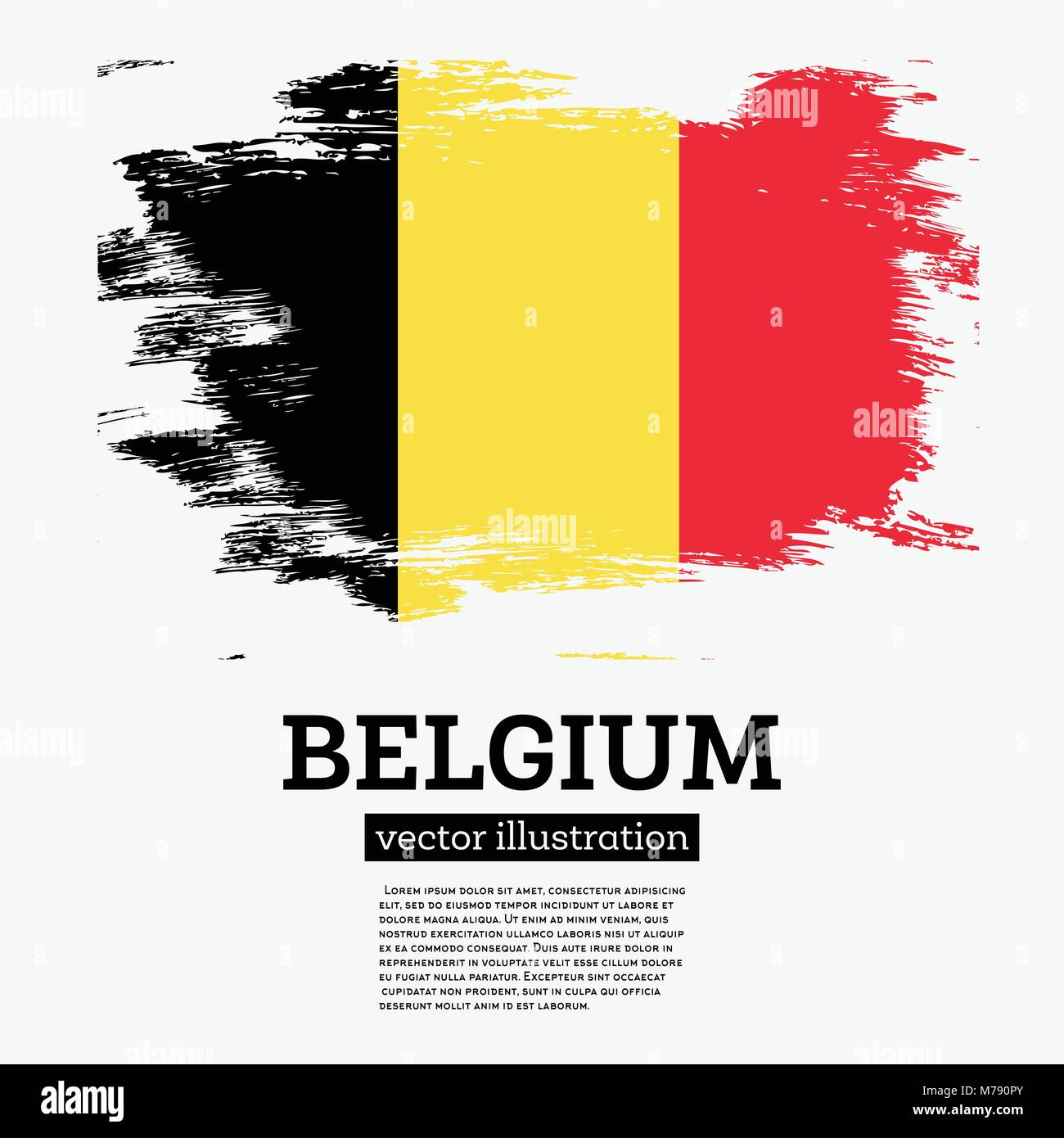 Belgien Fahne mit Pinselstriche. Vector Illustration. Stock Vektor