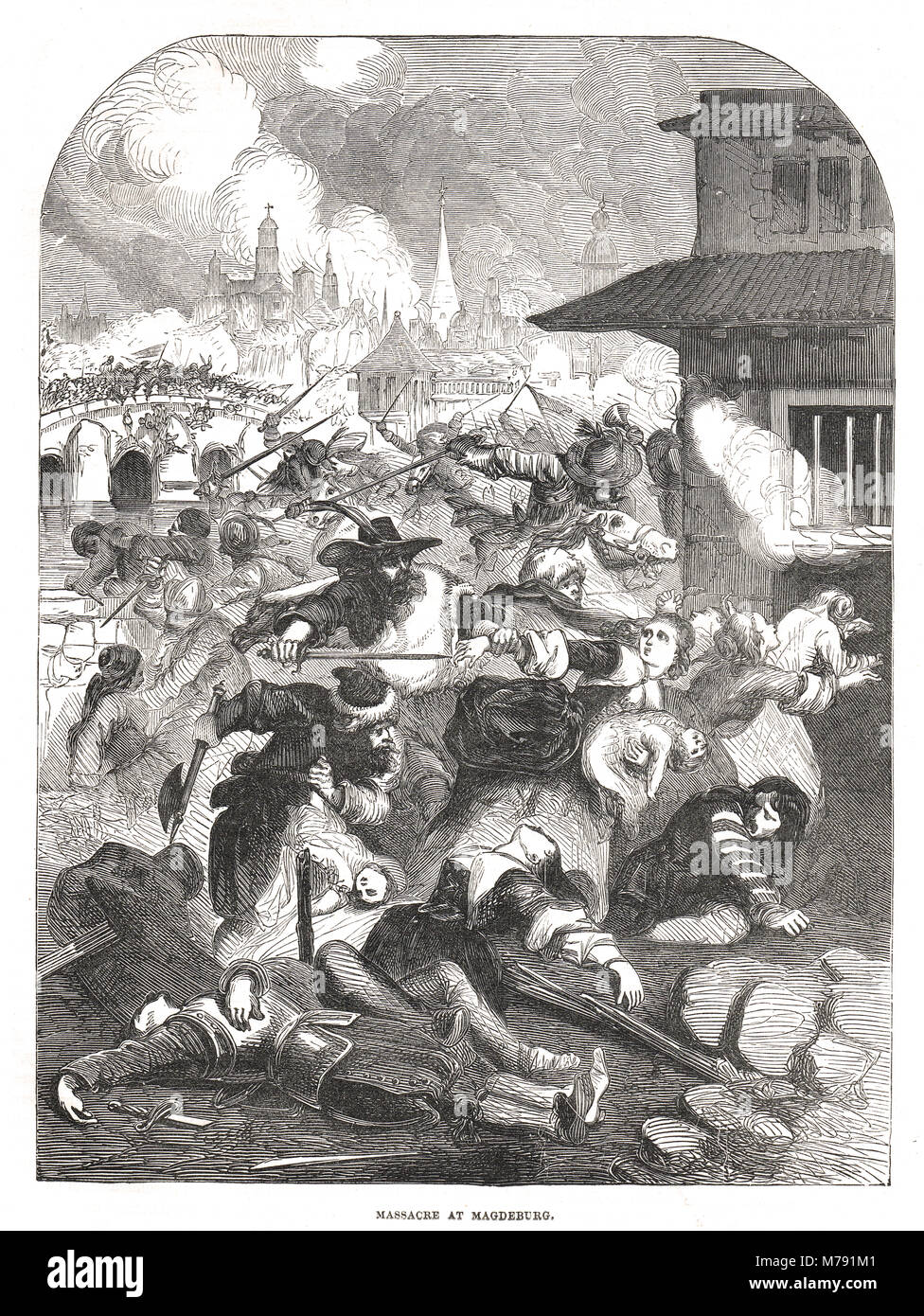 Massaker am Sack von Magdeburg, 20. Mai 1631 Stockfoto