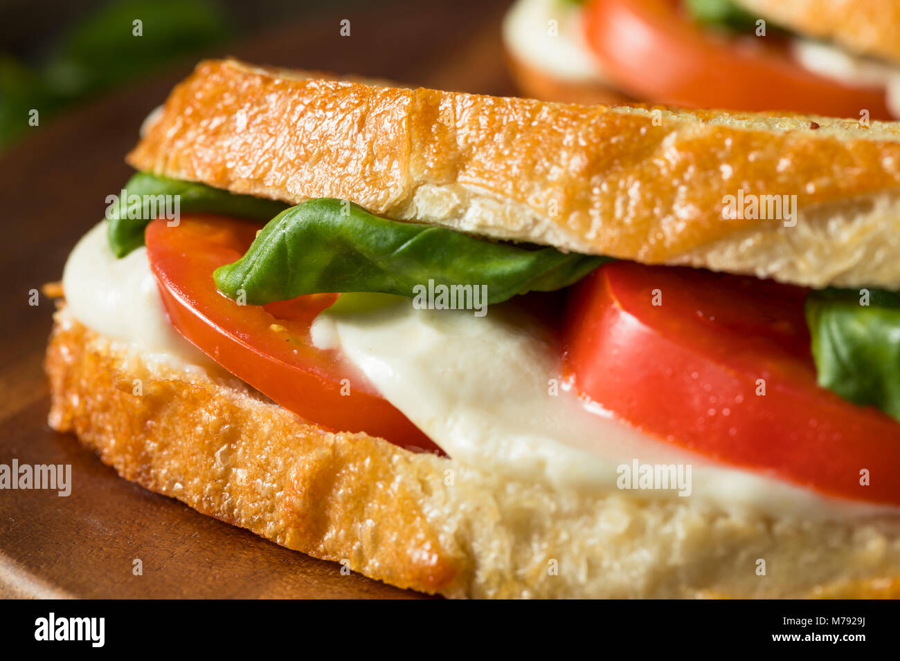 Gesund Gegrilltes Basilikum Mozzarella Caprese Panini Sandwich Stockfoto