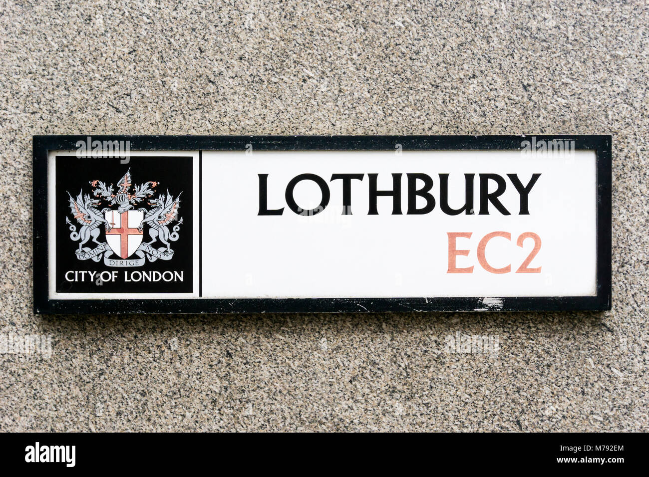 Straßenschild für Lothbury in der Londoner City Stockfoto