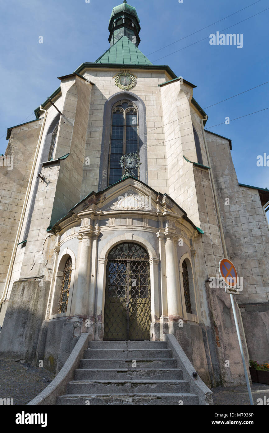 Banska Stiavnica historischen Saint Catherine Kirche Eingang, Slowakische Republik. Stockfoto
