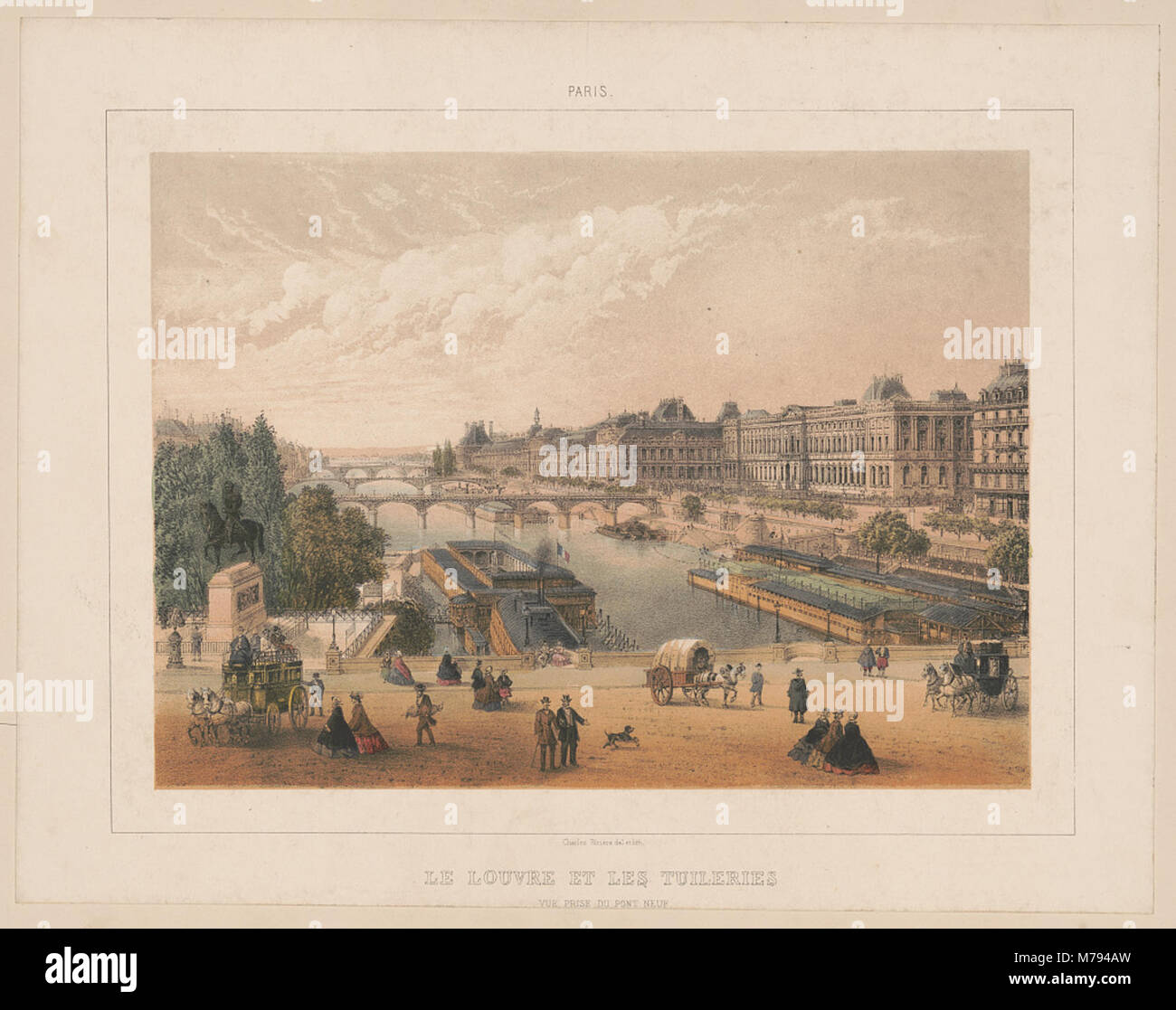 Paris. Le Louvre Et Les Tuileries vue Prise du Pont Neuf - Charles Rivière del. et lith. LCCN 2016652457 Stockfoto