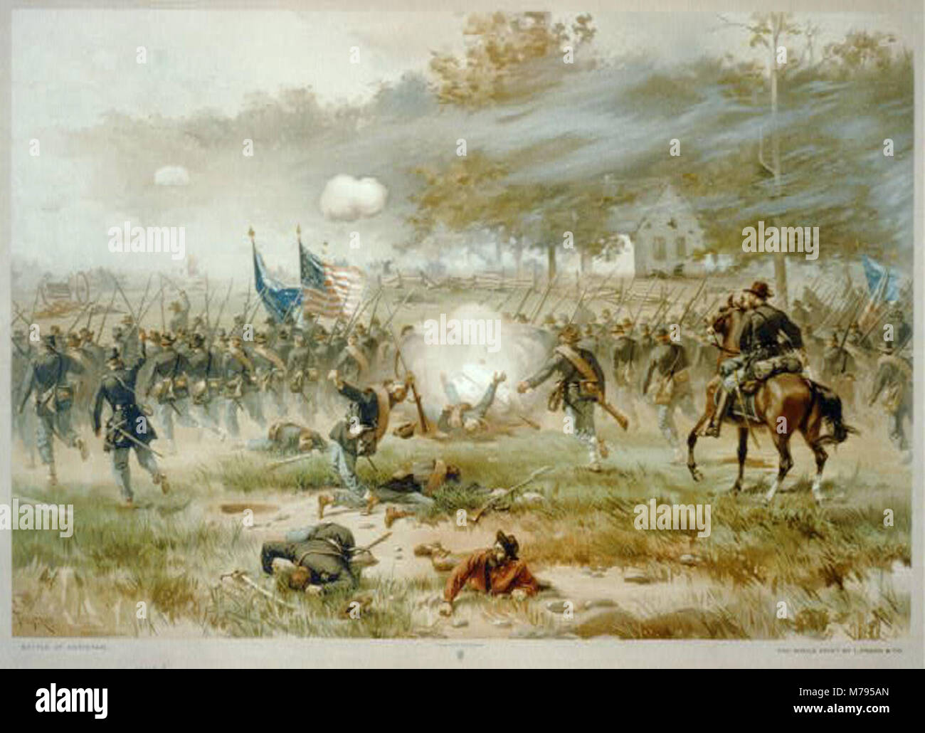Die Schlacht von Antietam, die am 17. September 1862 während des Amerikanischen Bürgerkriegs ausgetragen wurde, war eine der blutigsten Schlachten in der Geschichte der USA mit bedeutenden militärischen und historischen Folgen. Stockfoto