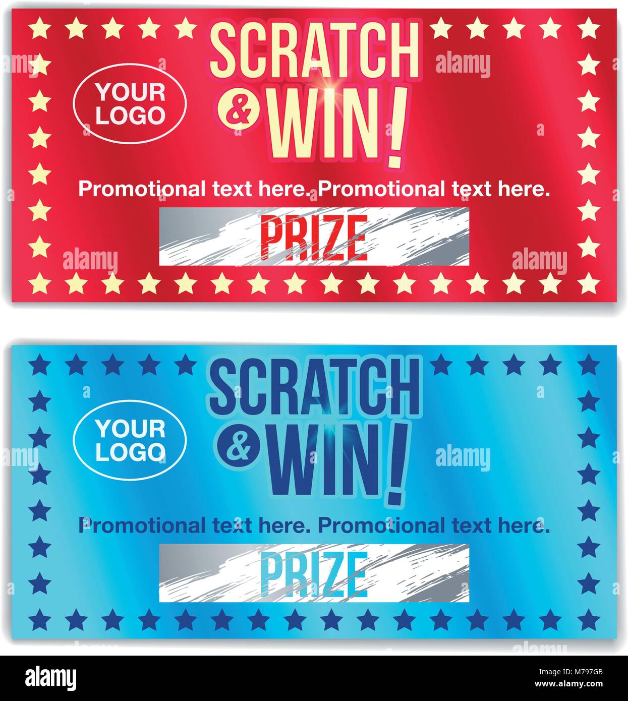 Scratch Card Game und gewinnen. Mit Wirkung vom Kratzer. Vektor Stock Vektor