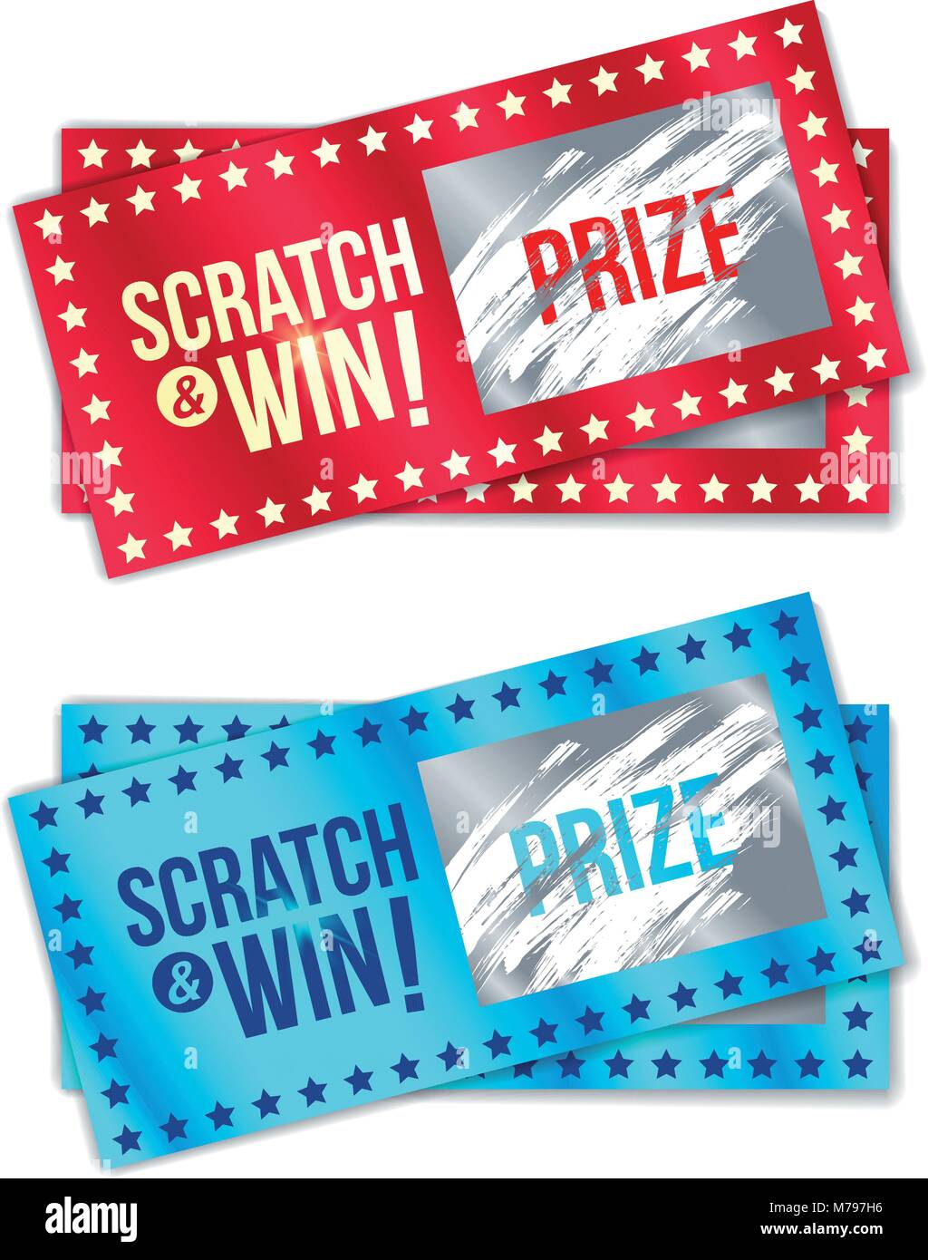 Scratch Card Game und gewinnen. Mit Wirkung vom Kratzer. Vektor Stock Vektor