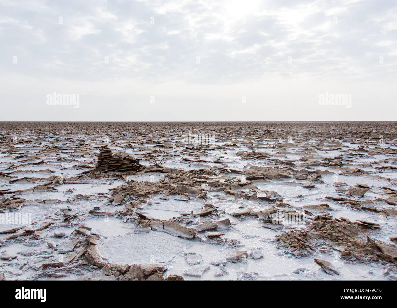 Salzgewinnung in der Danakil-Senke, Afar-Region, Dallol, Äthiopien Stockfoto