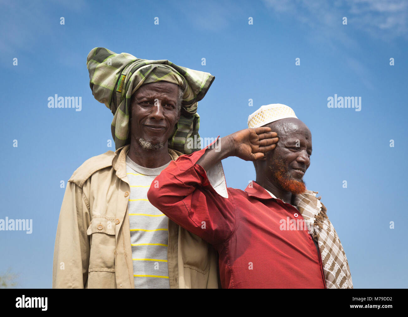 Karrayyu Stamm Männer, Oromia, Metehara, Äthiopien Stockfoto