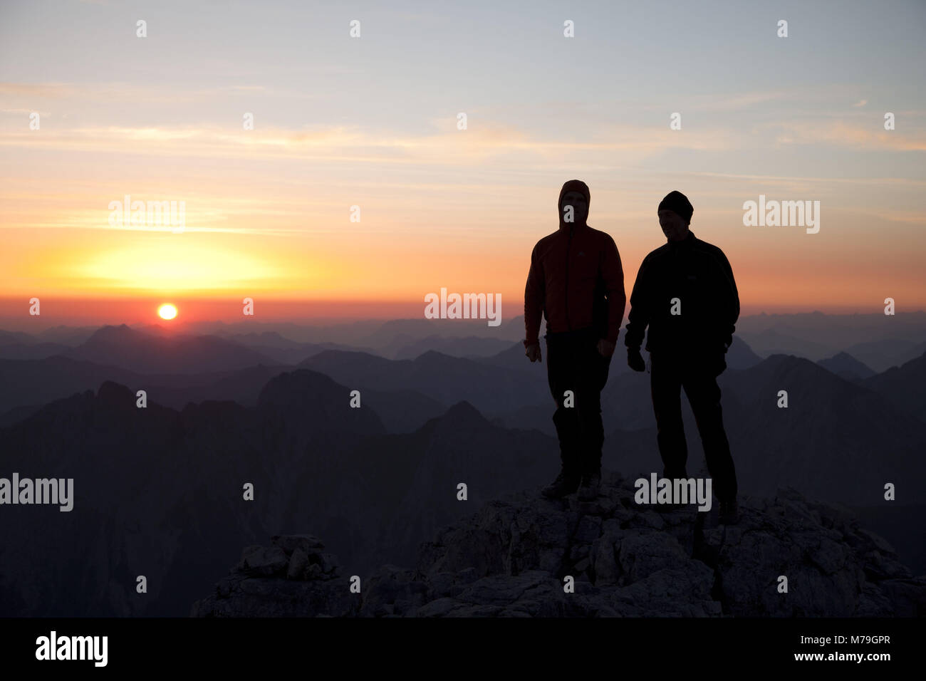 Wanderer in die birkkarspitze, Karwendel, Tirol, Österreich, Stockfoto