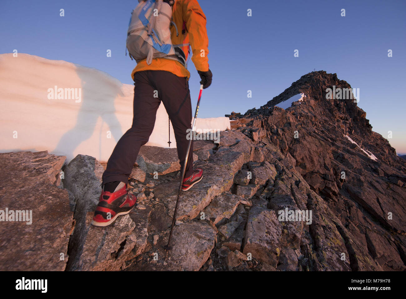 Bergsteiger in die 'Hohe Geige", Ötztaler Alpen, Tirol, Österreich, Stockfoto