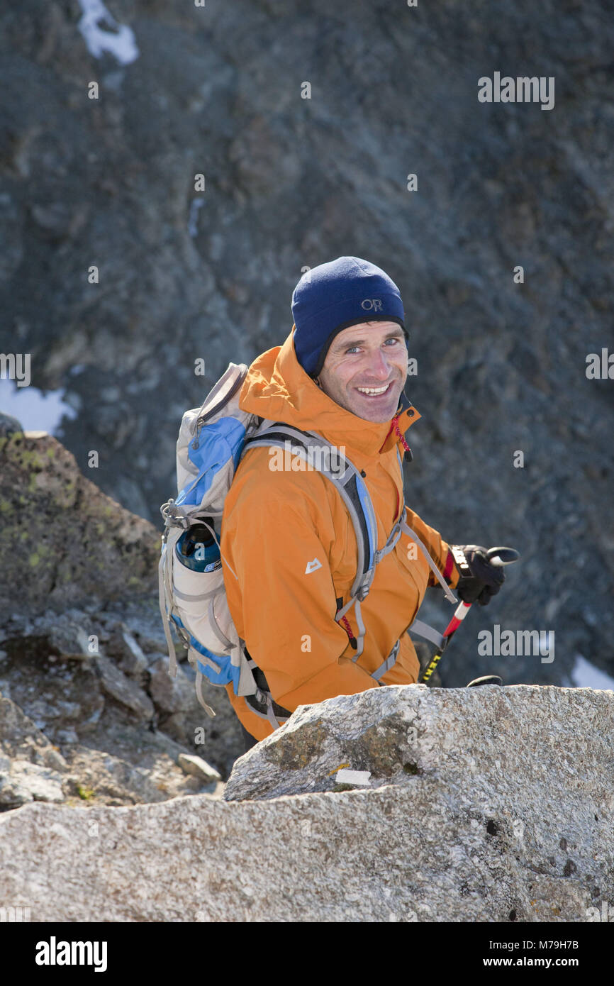 Bergsteiger in die 'Hohe Geige", Ötztaler Alpen, Tirol, Österreich, Stockfoto