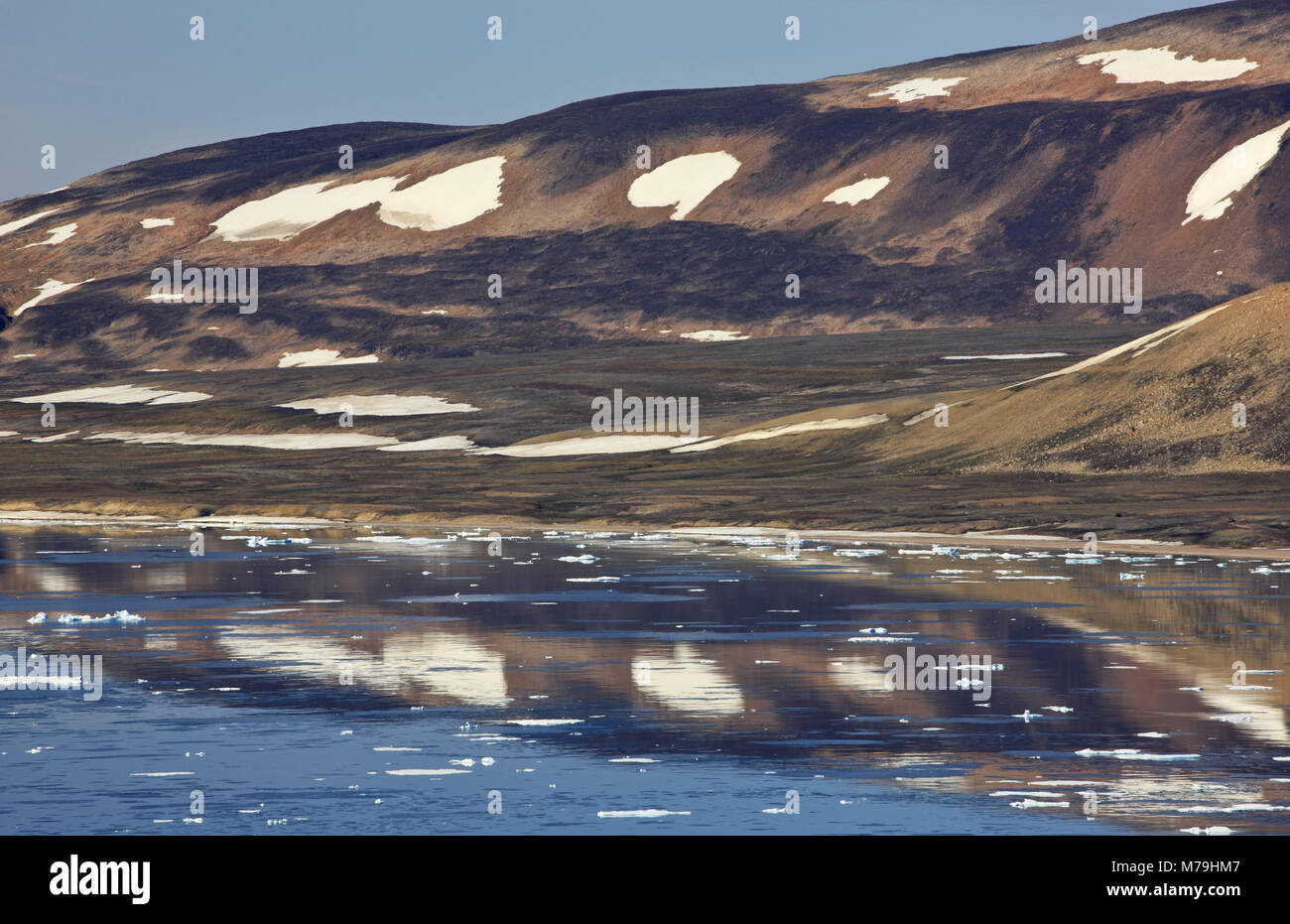 Grönland, Ostgrönland, Scoresbysund, Küstenlandschaft, Packeis, Berglandschaft, Stockfoto