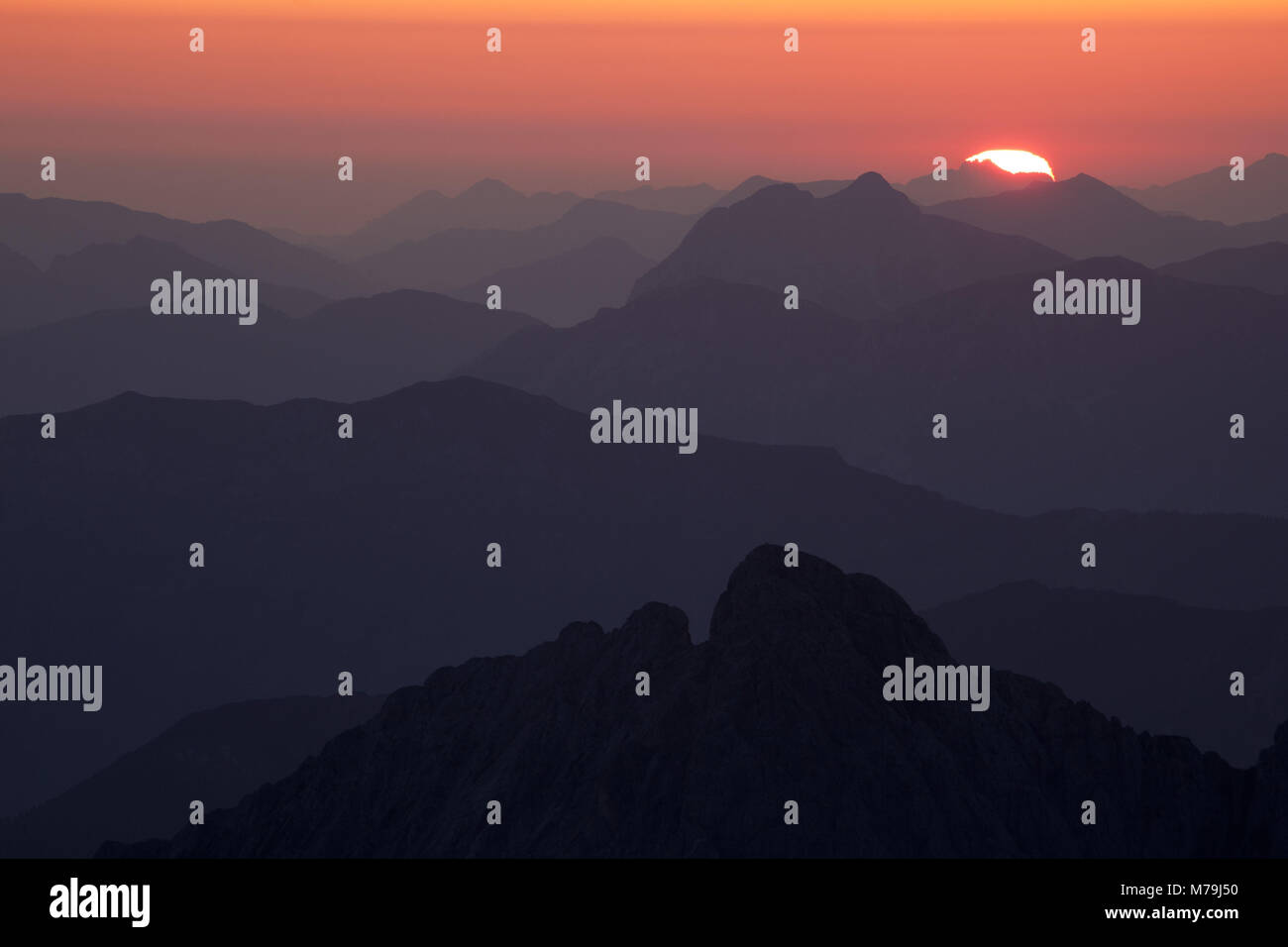 Blick auf die birkkarspitze auf Guffert im Morgenlicht, Karwendel, Tirol, Österreich, Stockfoto
