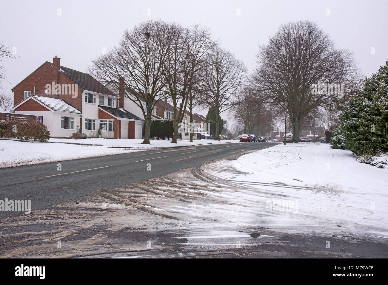 Die Wicklungen Lichfield, Staffordshire, England in Unseasonal schneewetter am 3. März 2018 Stockfoto