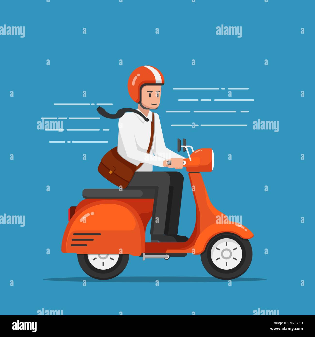 Geschäftsmann reiten Motorrad oder Roller zur Arbeit zu gehen. Transport  Konzept Stock-Vektorgrafik - Alamy