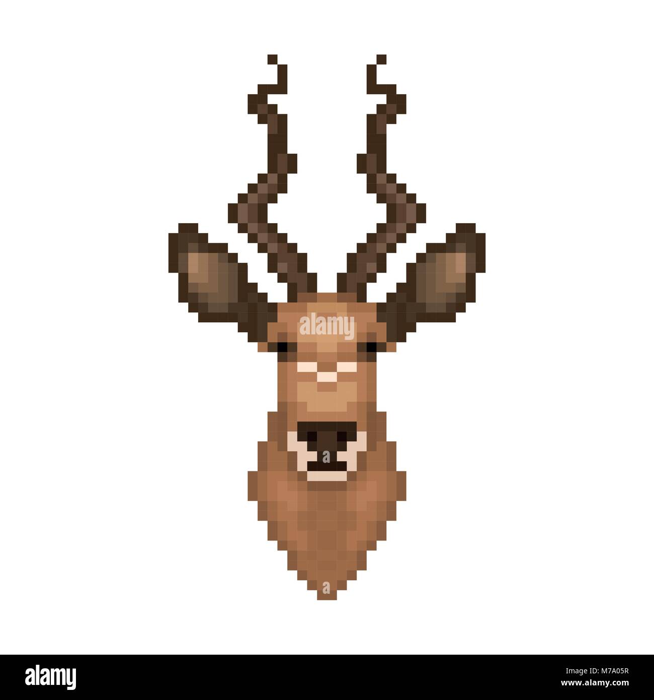 Antilope Kopf in Pixel art Stil. Vector Illustration. Stock Vektor