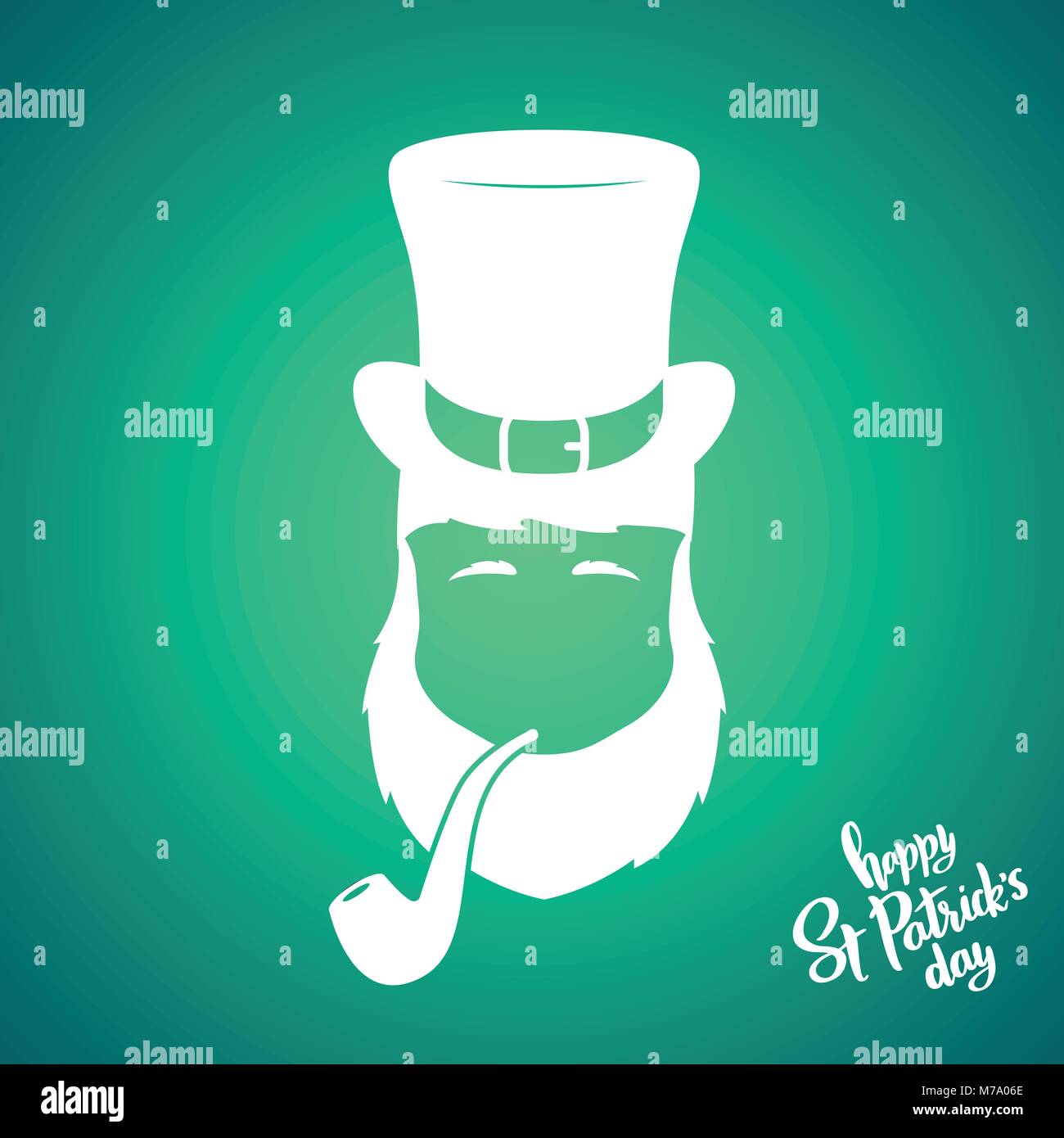 Portrait von Silhouette Kobold mit dem Rauchen. Happy St. Patrick's Day. Vector Illustration. Stock Vektor