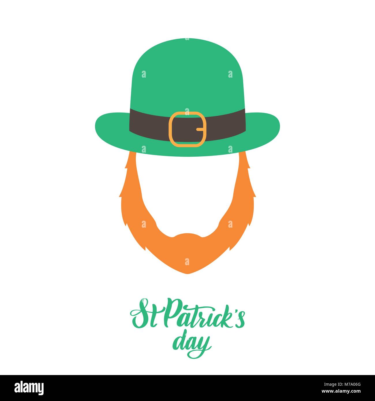 Irische Elfe mit roten Bart und grünen Hut. St. Patrick's Day. Vector Illustration. Stock Vektor