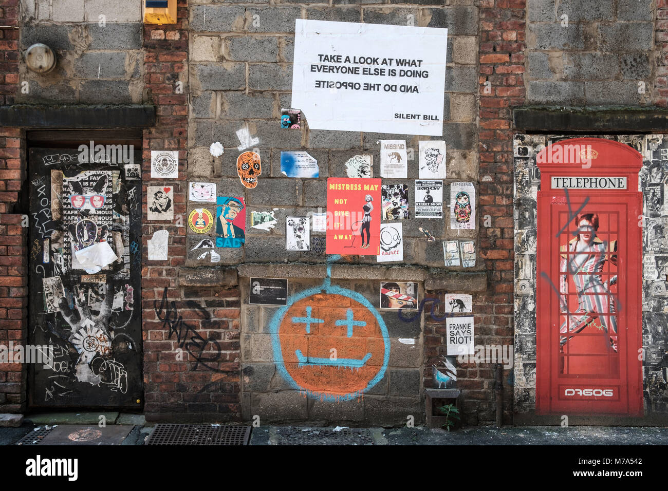 Street-Art in Manchesters Northern Quarter. Stockfoto