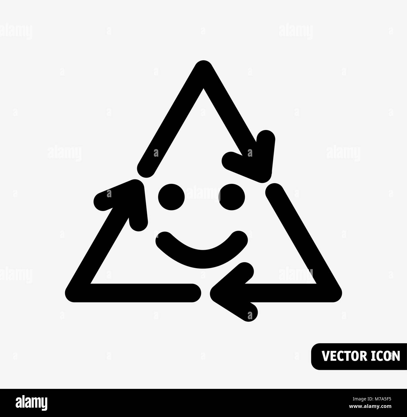 Lächeln Recycling Symbol schwarz-weiße Symbol. Stock Vektor