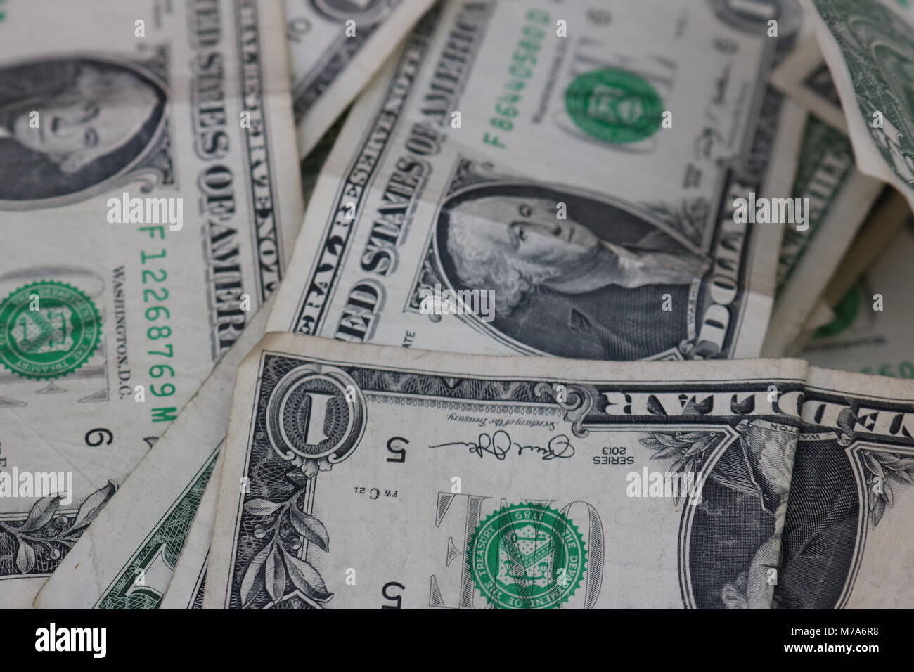 In der Nähe von Alte Dollarscheine Stockfoto