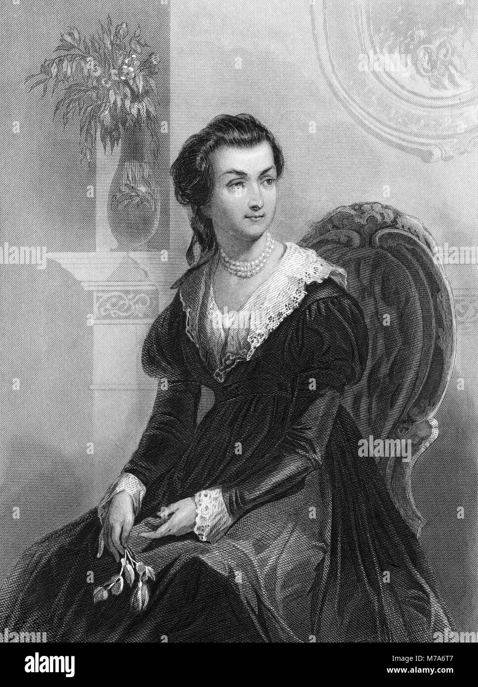 Abigail Adams (geborene Smith: 1744-1818), Frau des 2. US-Präsident John Adams. Gravur von Christian Schussele, 1856. Stockfoto