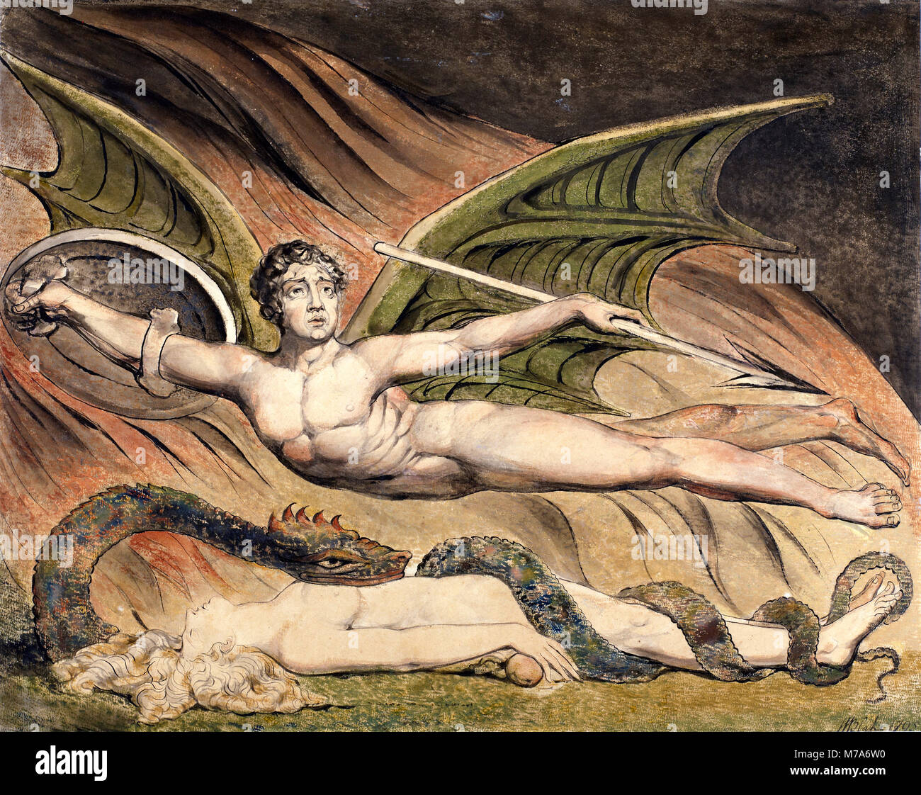 Satan Frohlockend über Eve von William Blake (1757-1827), 1795 Stockfoto