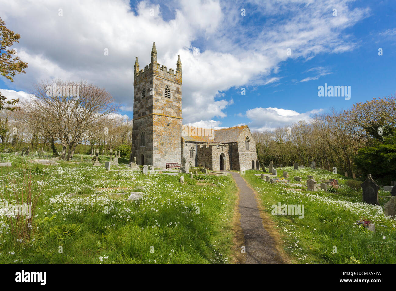 St Wynwallow's Kirche, Landewednack in West Cornwall Stockfoto