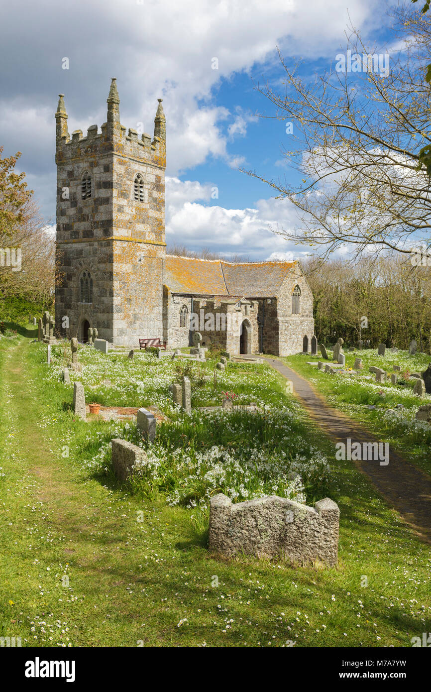 St Wynwallow's Kirche, Landewednack in West Cornwall Stockfoto