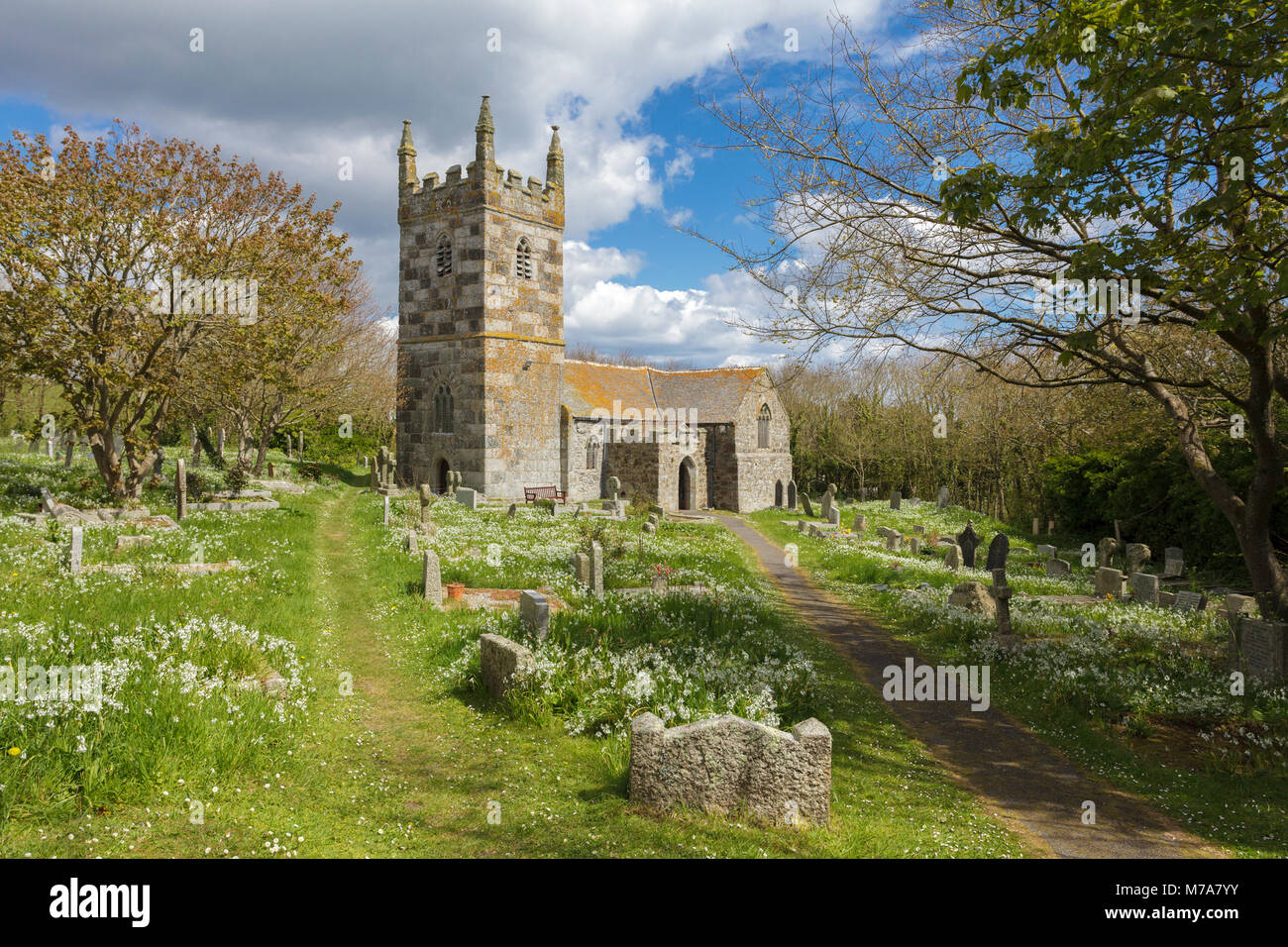 St Wynwallow's Kirche, Landewednack in West Cornwall Stockfoto