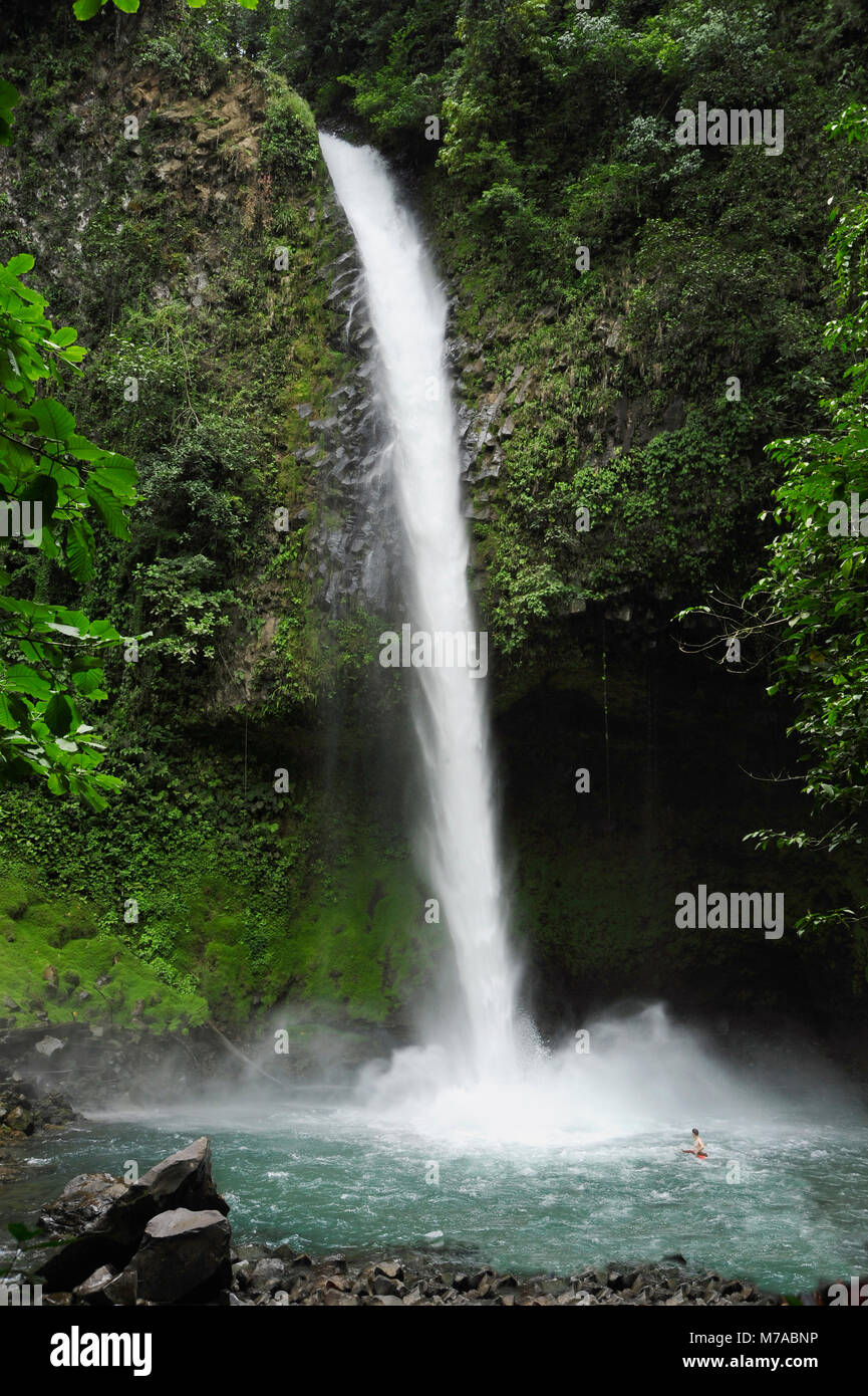 Der Wasserfall La Fortuna sticht als eine der spektakulärsten Wasserfälle in Costa Rica. Stockfoto