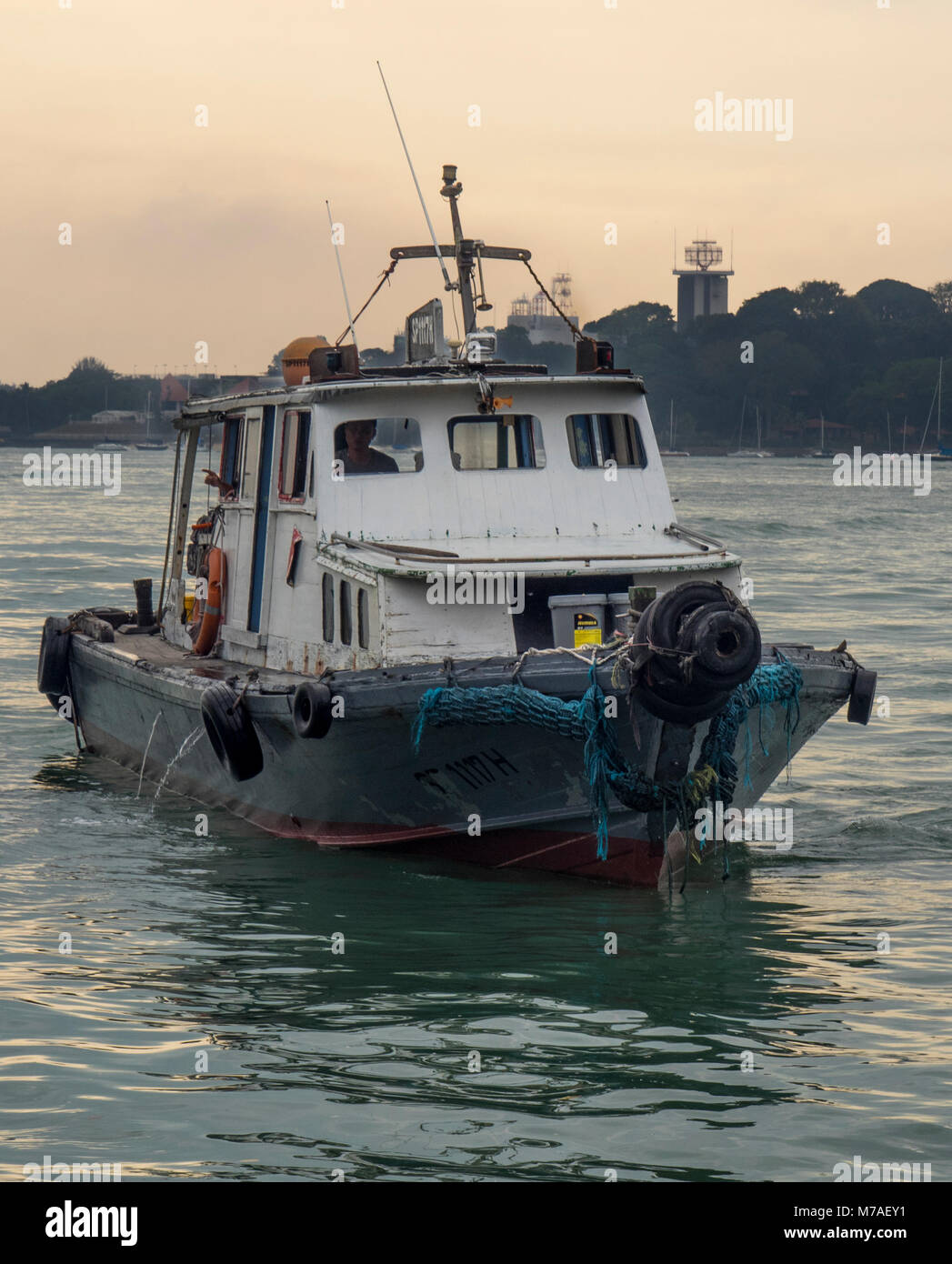 Ein bumboat oder Wasser Taxi Fähre von Singapur Changi Punkt auf die Insel Pulau Ubin. Stockfoto