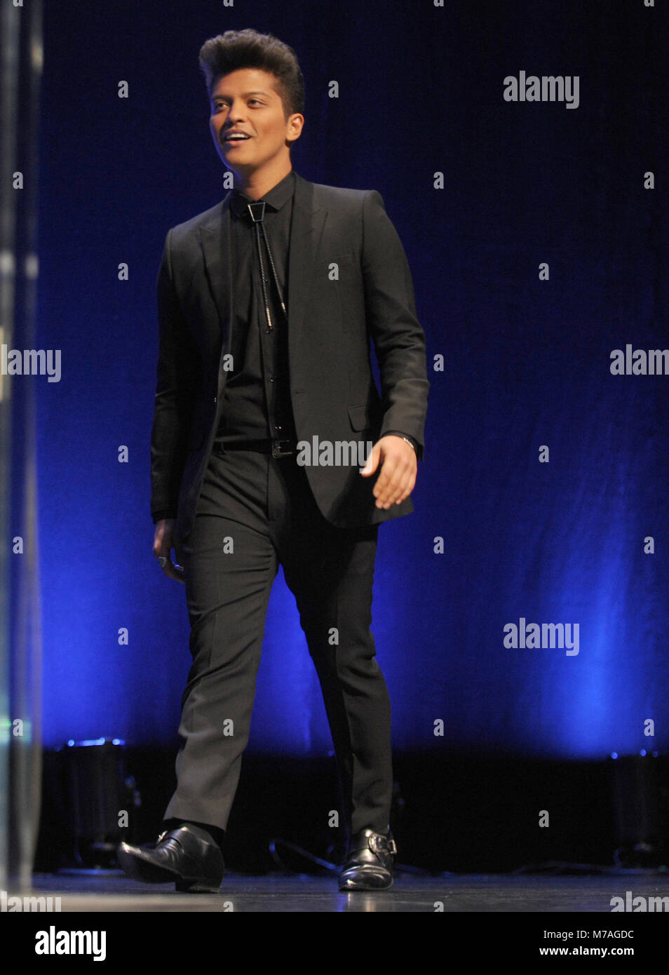 NEW YORK, NEW YORK - Januar 30: Bruno Mars besucht die Pepsi Super Bowl XLVIII Halbzeiterscheinen Pressekonferenz im Rose Theater, Jazz at Lincoln Center am 30 Januar, 2014 in New York City People: Bruno Mars Stockfoto