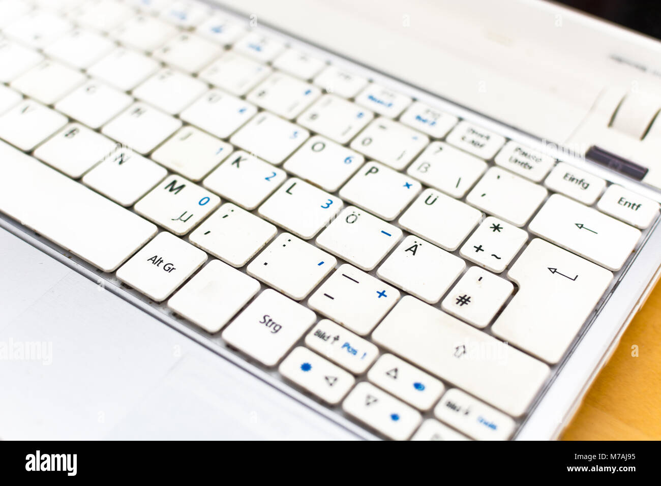 Weißer Laptop Tastatur Stockfoto