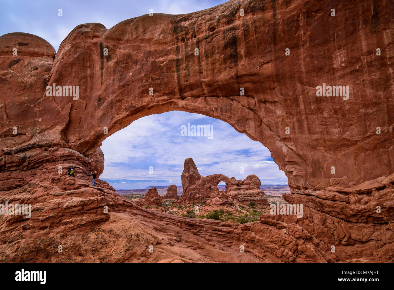 Die USA, Utah, Grand County, Moab, Arches National Park, den Abschnitt Windows,Fenster, Turret Arch Stockfoto