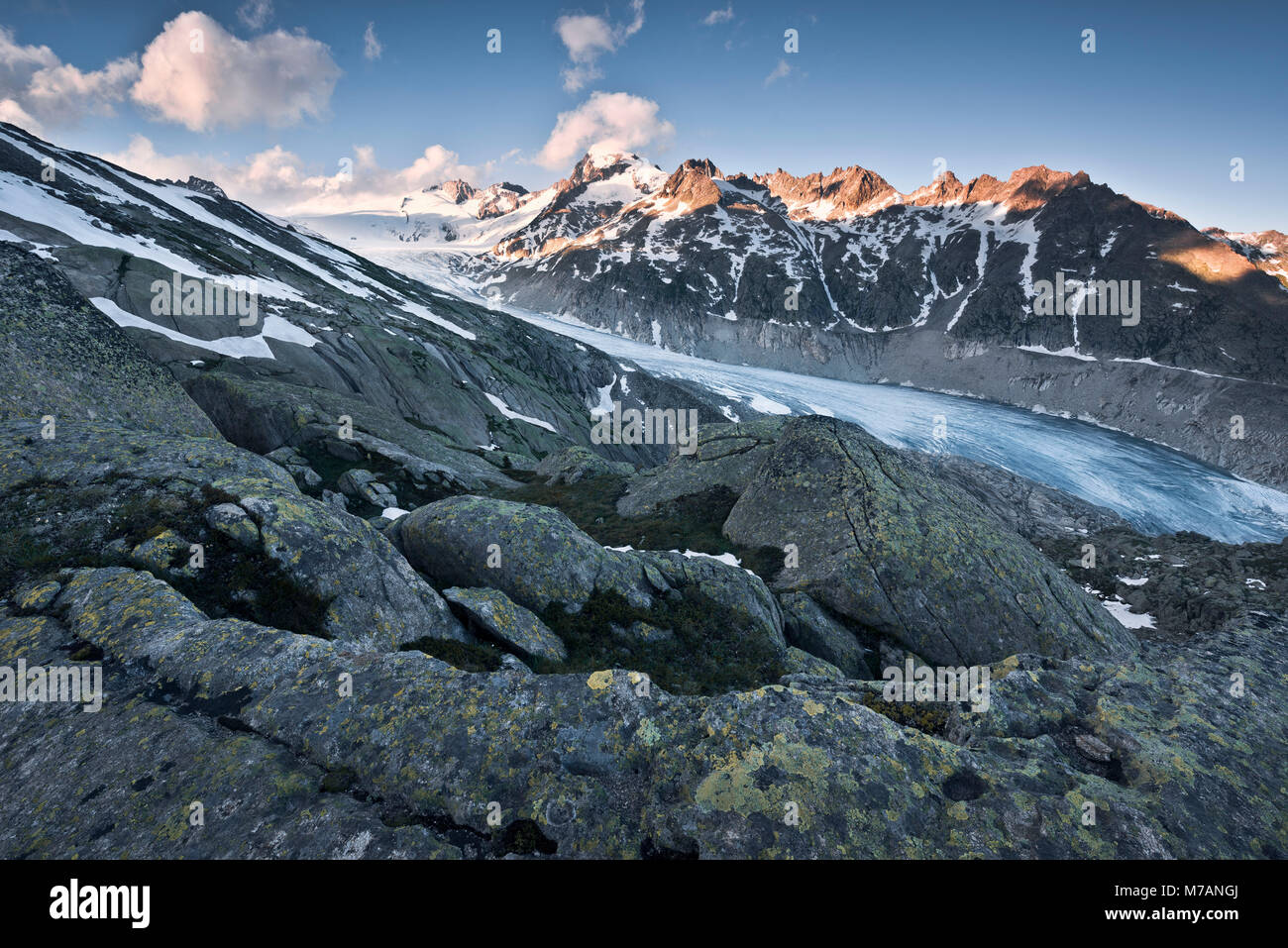 Rhonegletscher von oben, Uri, Schweiz Stockfoto