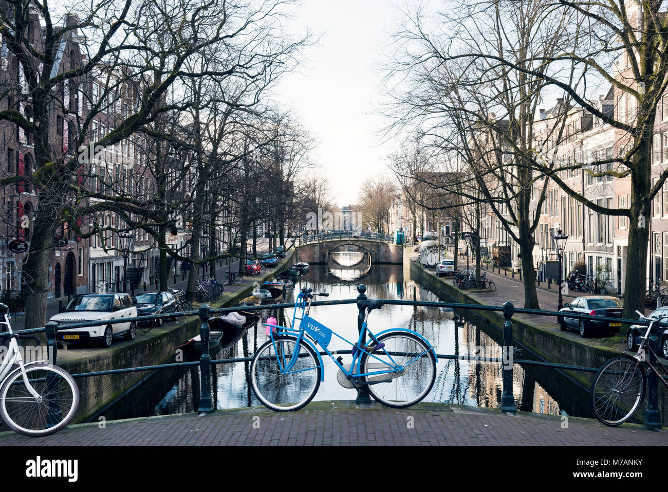 Atmosphärische Stadtblick von Amsterdam in den Niederlanden Stockfoto