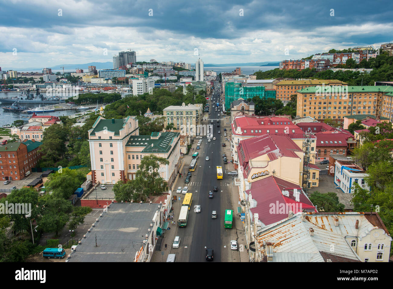 Outlook über Wladiwostok, Russland Stockfoto