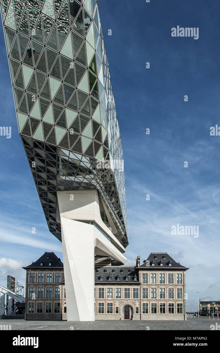 Nieuw Havenhuis (New Harbour House), einem der letzten Projekte von Architektin Zaha Hadid, Antwerpen (Antwerpen), Flandern, Belgien, Europa Stockfoto