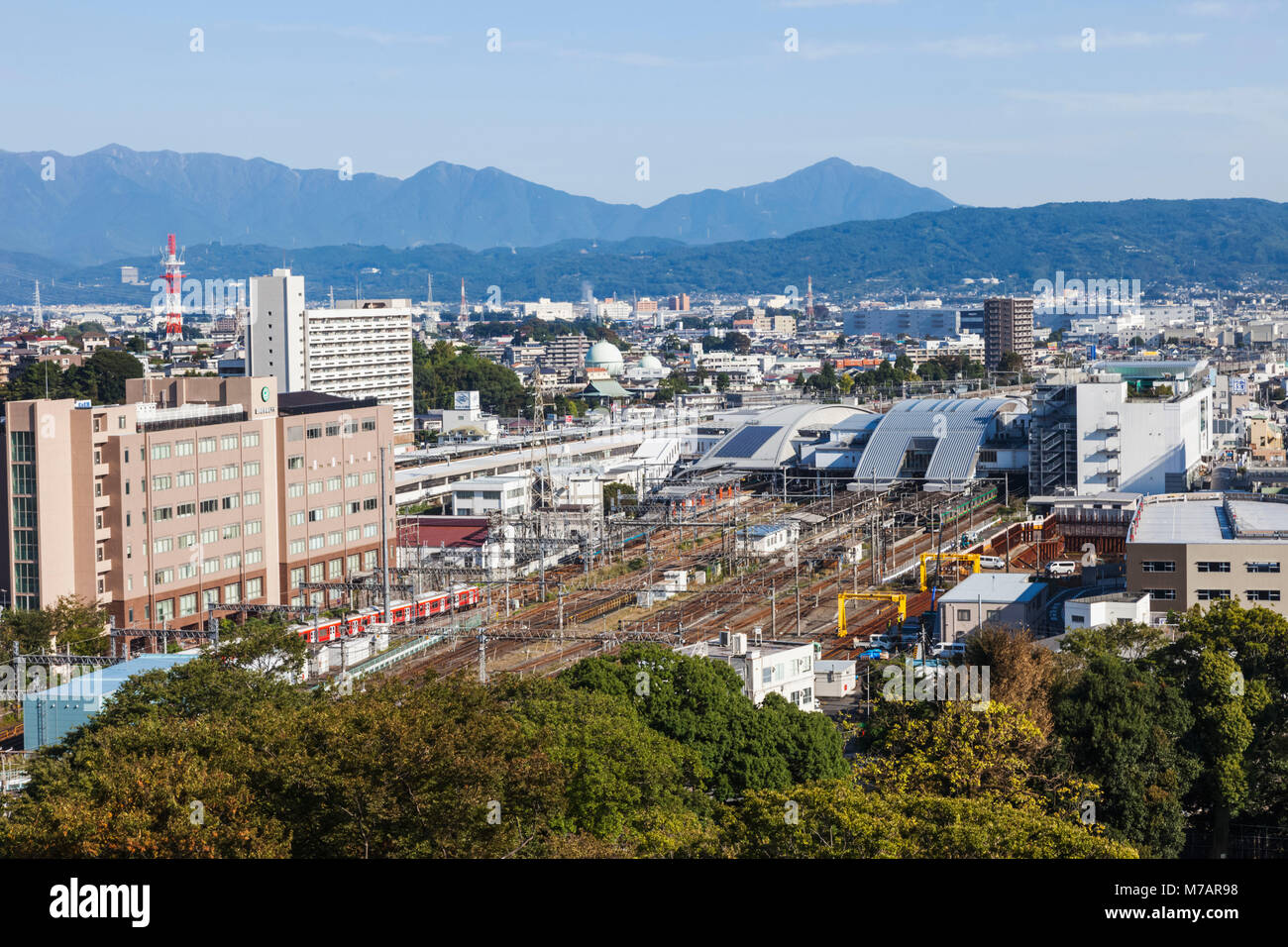 Japan, Honshu, Präfektur Kanagawa, Odawara, City Skyline Blick von Burg Odawara Stockfoto