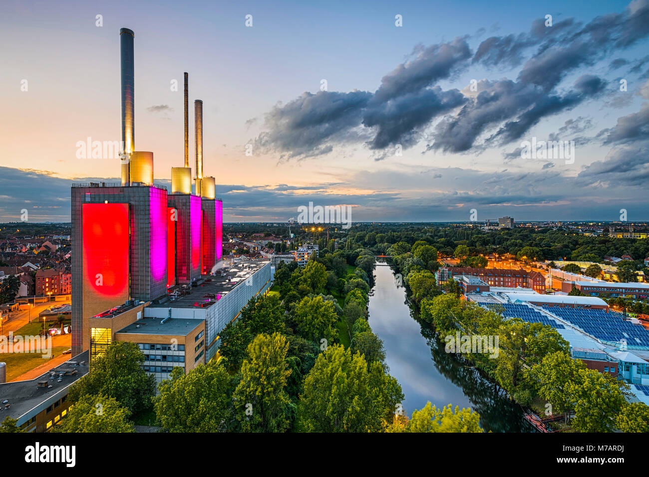 Luftaufnahme des Kraftwerks Linden in Hannover, Deutschland Stockfoto