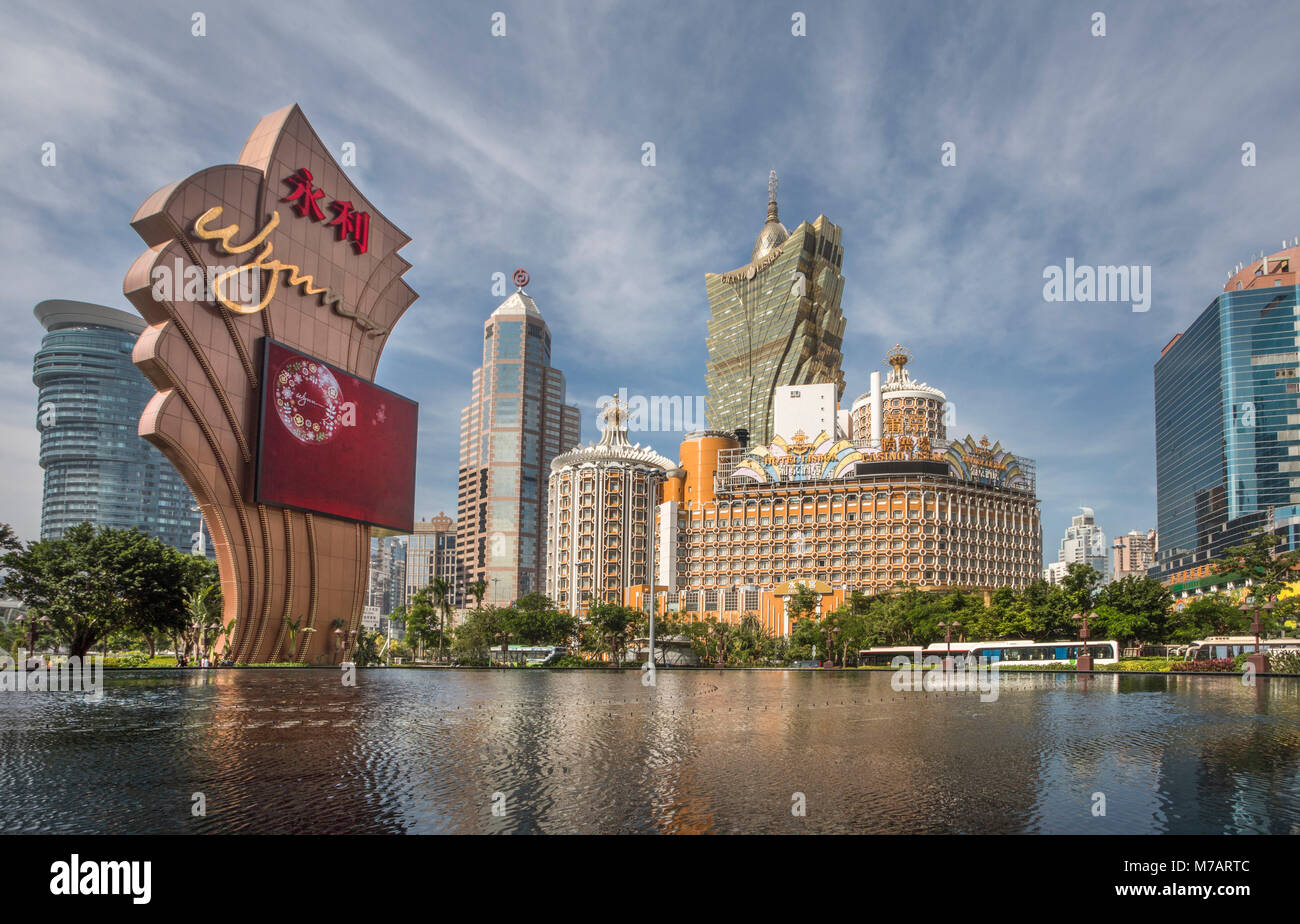 China, Macau Stadt, Kathedrale Gemeinde Bezirk Skyline Stockfoto