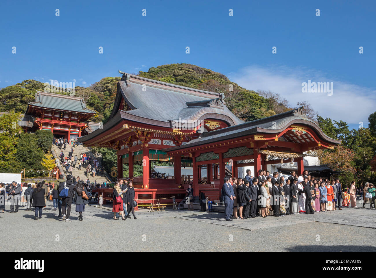 Japan Kamakura Stadt, Tsurugaoka Hachimangu Schrein Stockfoto